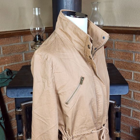 Forever 21 Lightweight Chinch Waist Utility Jacket Size M Brown - Picture 4 of 6